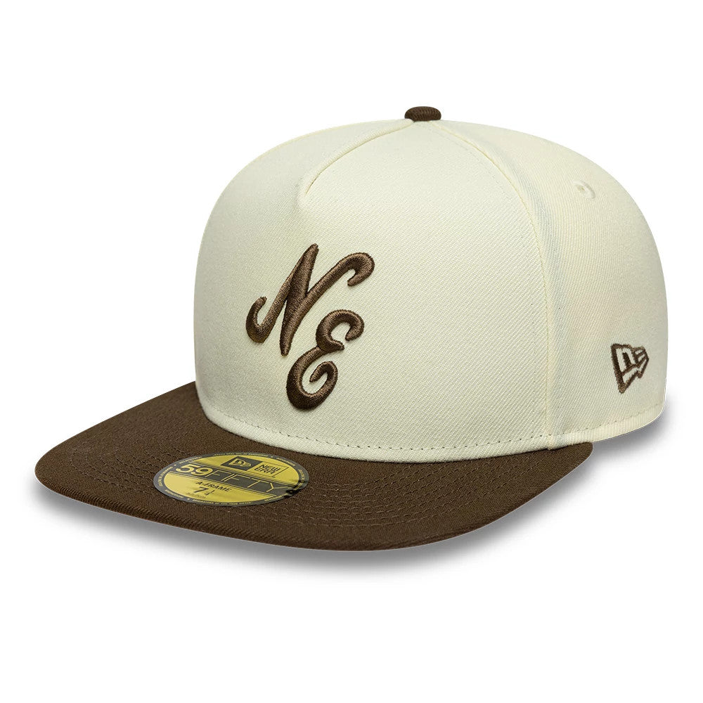 This is a New Era Cream 59FIFTY A-Frame Fitted Cap 1