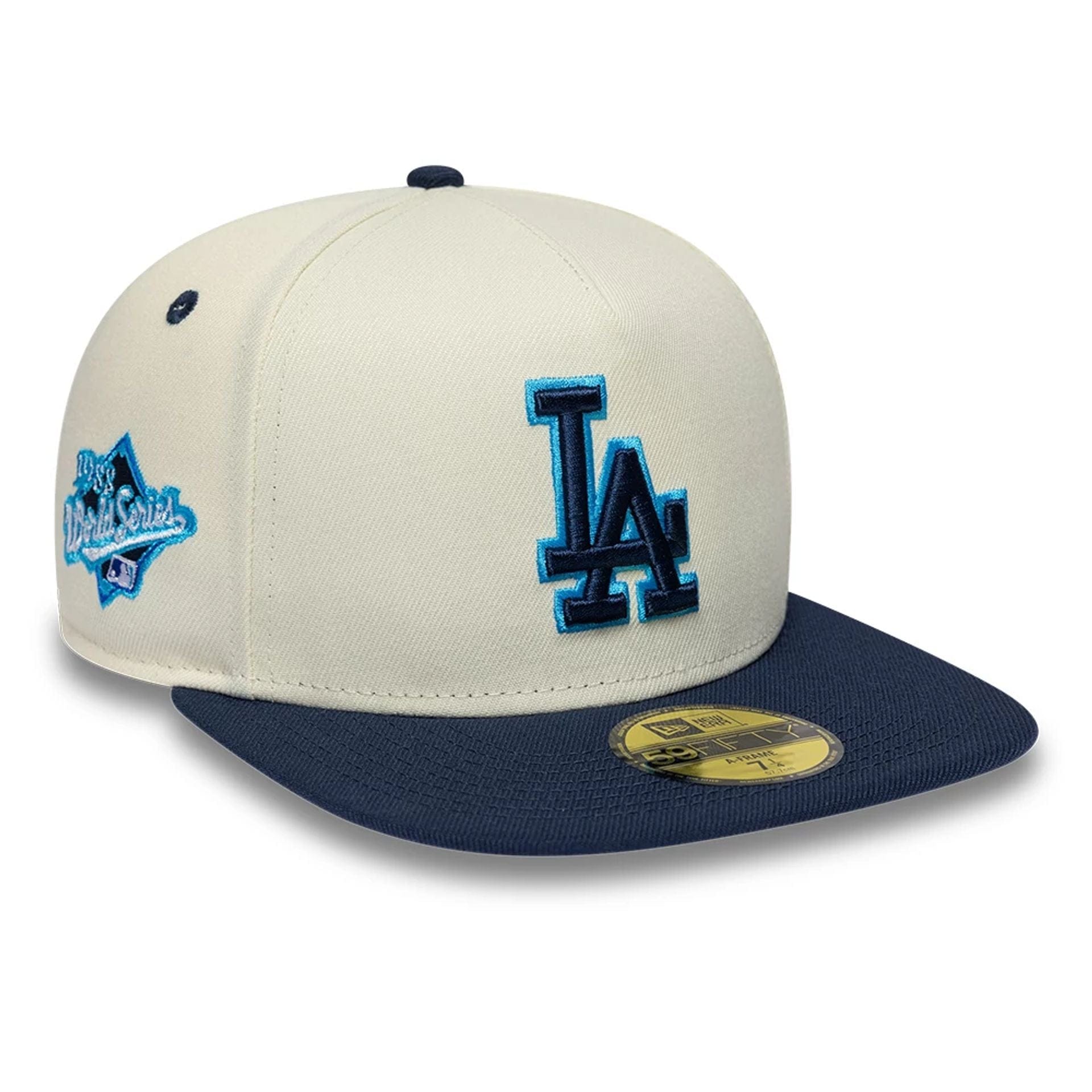 Pictured is this LA Dodgers MLB White 59FIFTY A-Frame Fitted cap. 1
