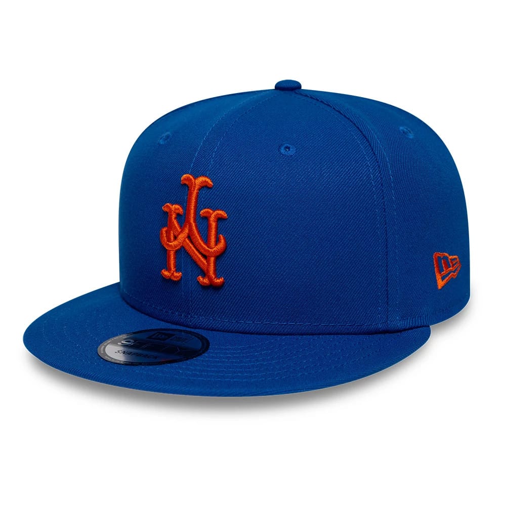 Pictured is this MLB Upside Down New York Mets 9FIFTY Snapback cap in blue. 1