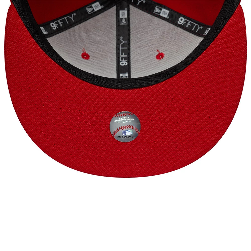 Pictured is this MLB Upside Down Philadelphia Phillies 9FIFTY Snapback cap in red. 7