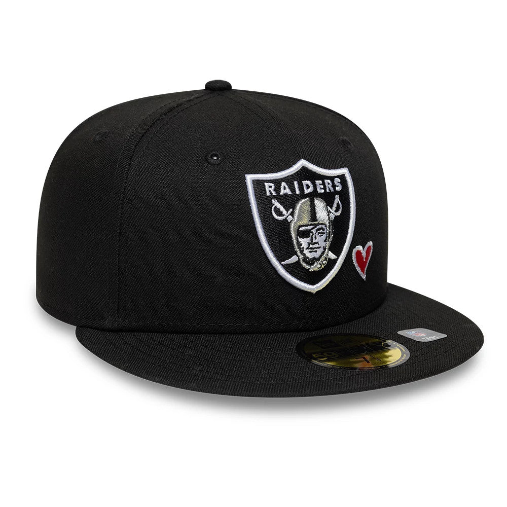 Pictured is this NFL Heart Las Vegas Raiders 59FIFTY Fitted cap in black. 4