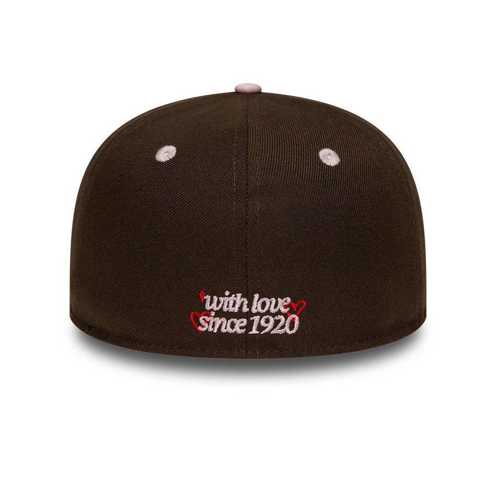 Pictured is this New Era With Love 59FIFTY Fitted cap in dark brown. 2