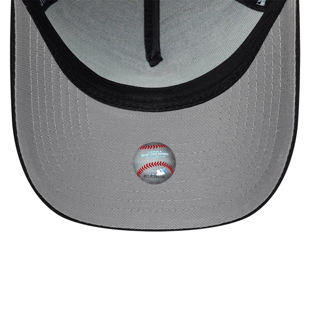 Pictured is this MLB Heart LA Angels 9FORTY A-Frame Adjustable cap in black. 2