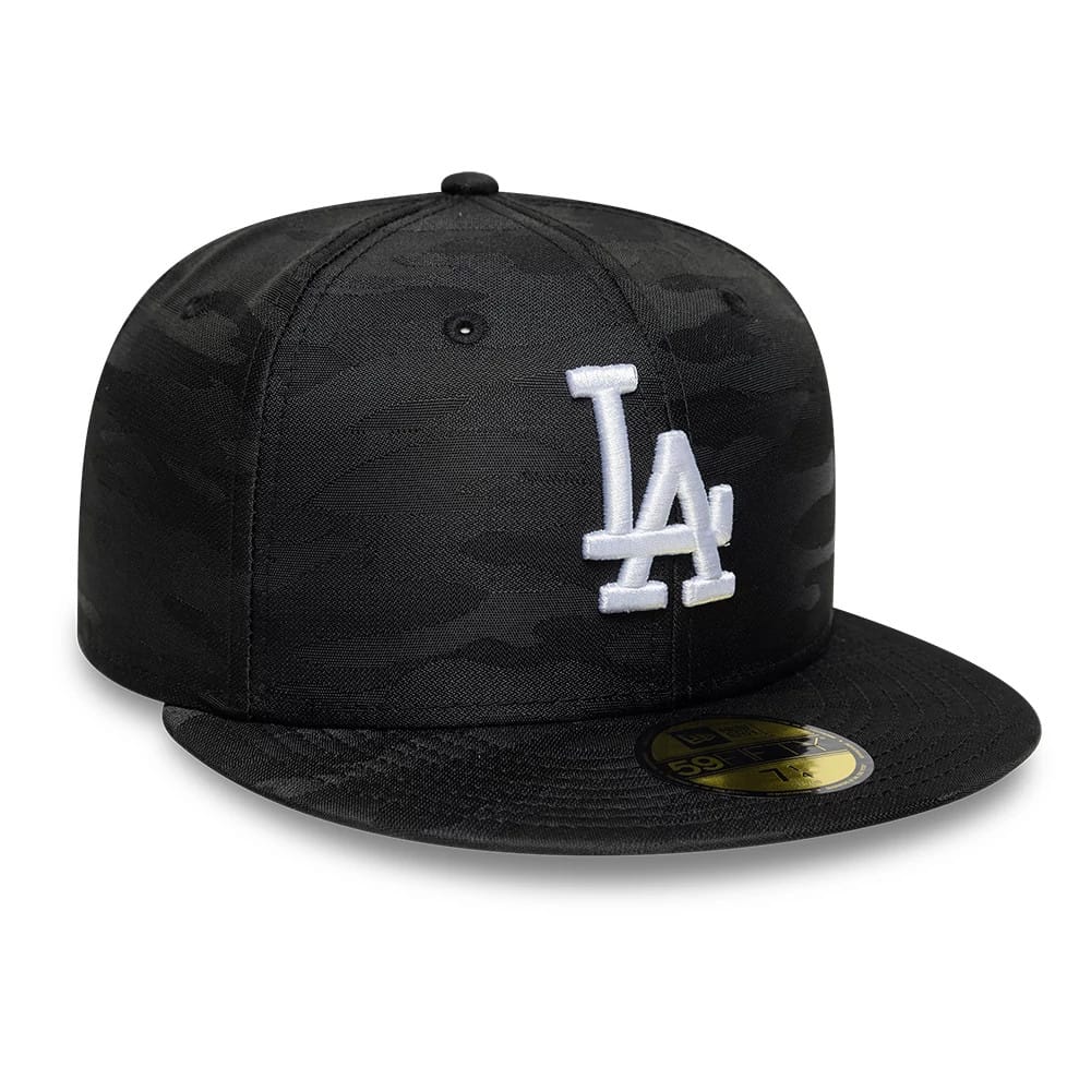 Pictured is this MLB Camo LA Dodgers 59FIFTY Fitted cap in black. 3