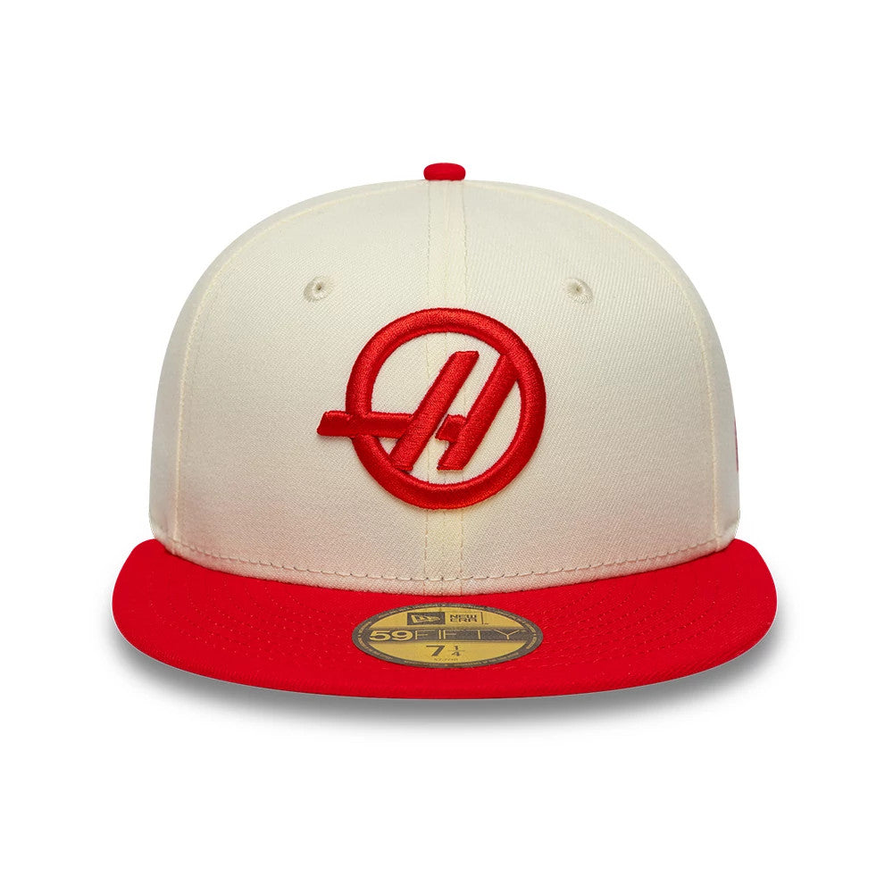 Pictured is this TGR Haas F1 59FIFTY Fitted cap in cream. 2