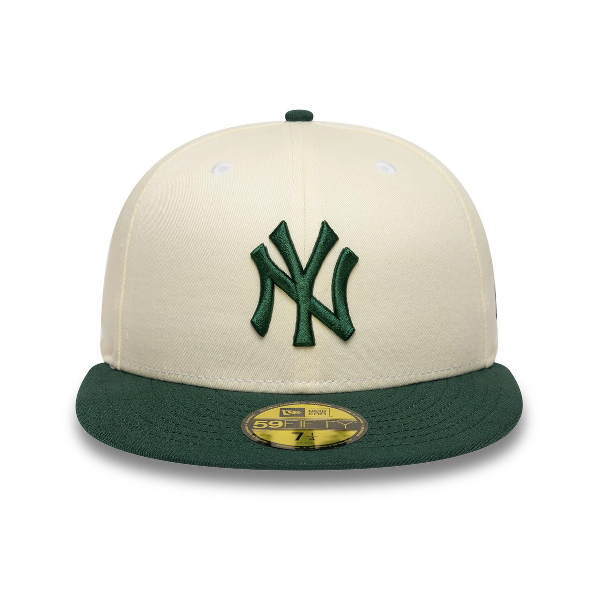 Pictured is this MLB New York Yankees 59FIFTY Fitted cap in cream and dark green. 2