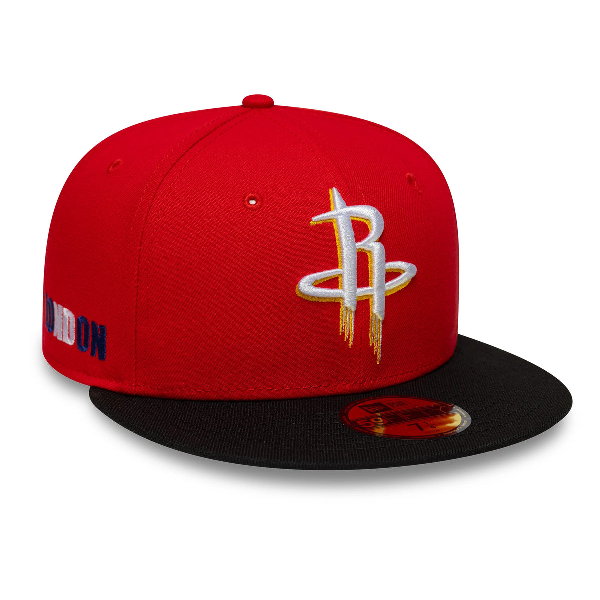 Pictured is this NBA Global Games 2026 London Houston Rockets 59FIFTY Fitted cap in red and black. 1