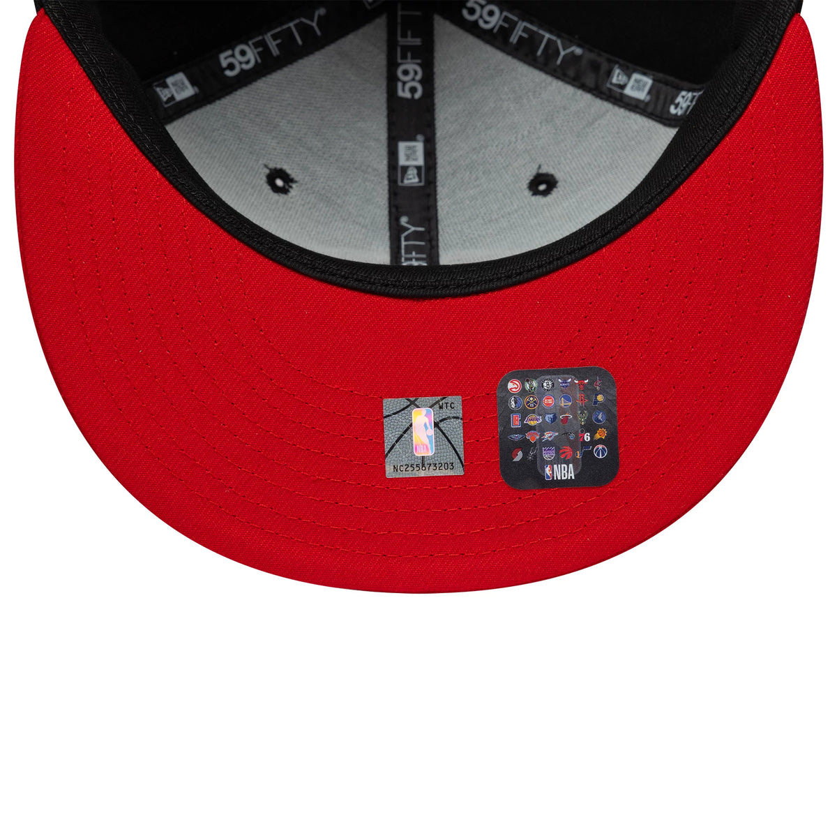 Pictured is this NBA Global Games 2026 Madrid Atlanta Hawks 59FIFTY Fitted cap in black and red. 7