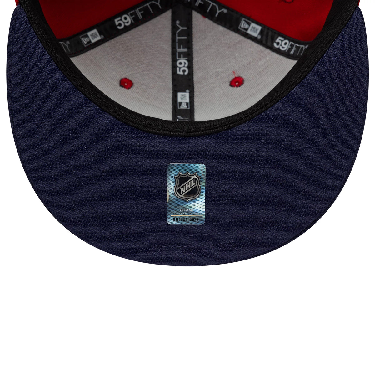 Pictured is this NHL London Game 2026 Florida Panthers 59FIFTY Fitted cap in red and navy. 7