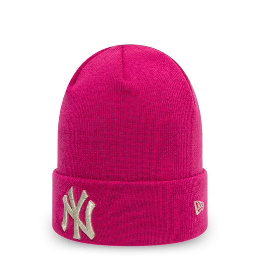 New York Yankees Metallic Womens Hot Pink Beanie Hat