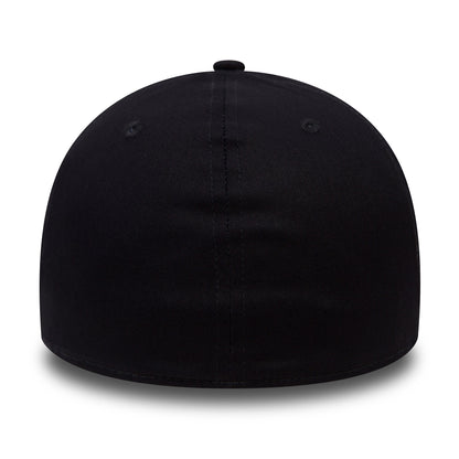 LA Dodgers Classic Navy New Era 39THIRTY Cap, rear view showing the plain navy back of the structured crown without any additional logos or embroidery, featuring a centred top button.