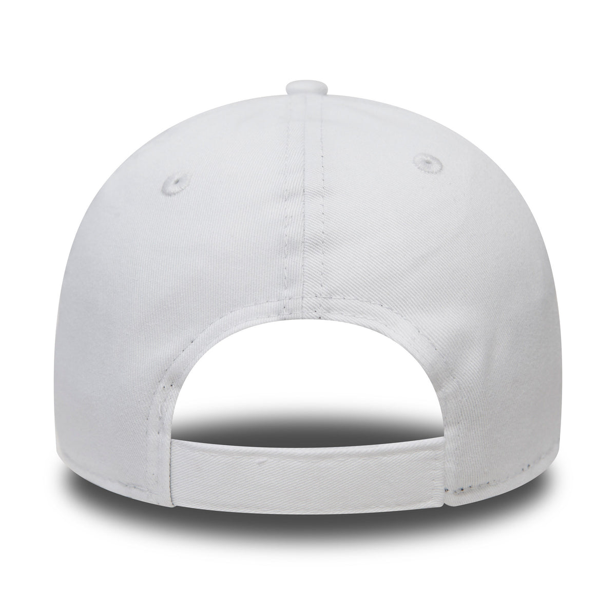 New Era Flag White New Era 9FORTY Cap, rear view showing the open back design and the white top button, with an adjustable strap for a comfortable fit on the structured white crown.