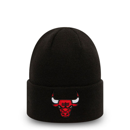 This is a Chicago Bulls Essential Black Cuff Beanie Hat 1