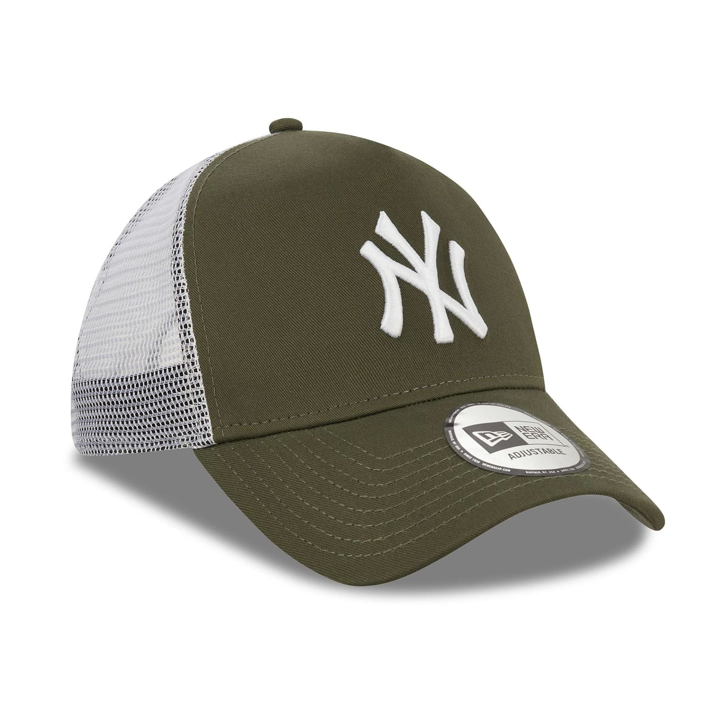 This is a New York Yankees Khaki A-Frame Trucker Cap 3