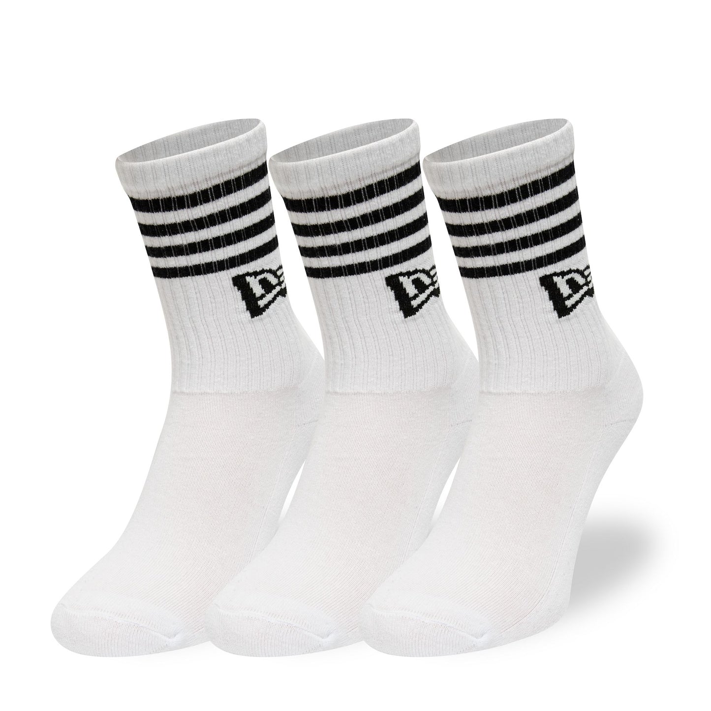 This is a New Era Stripe 3 Pack Crew White Socks 2