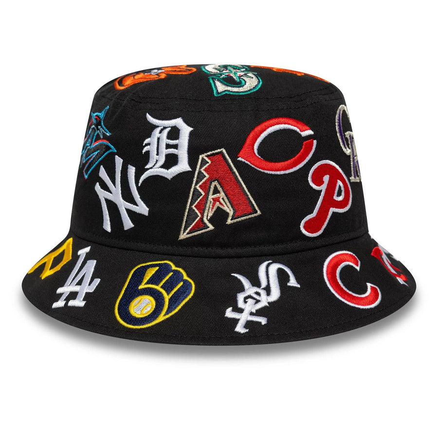 This is a MLB All Over Black Bucket Hat 4