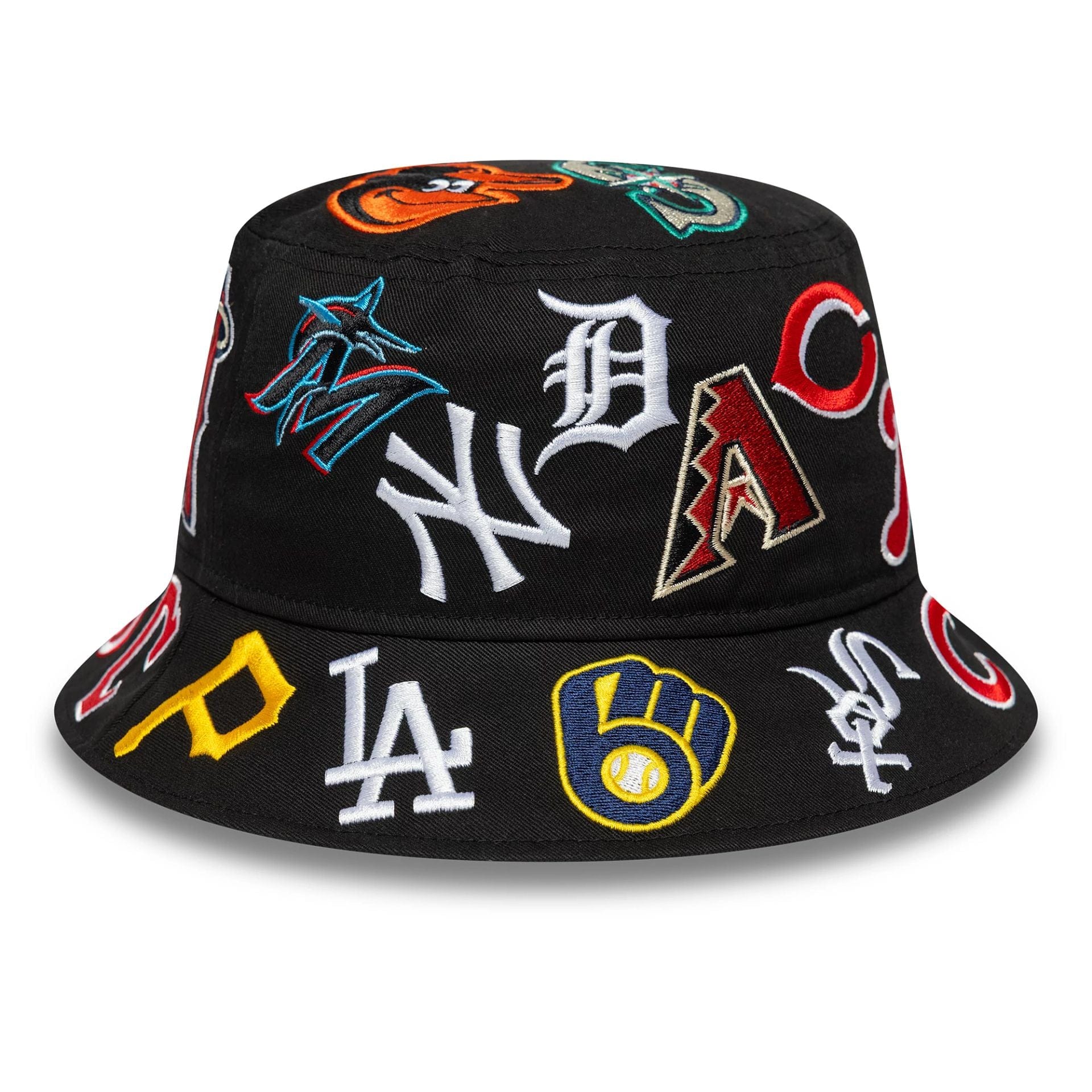 This is a MLB All Over Black Bucket Hat 2