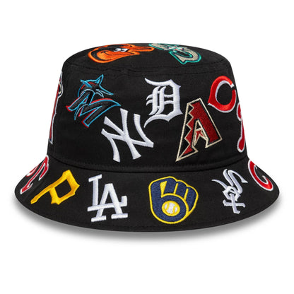 This is a MLB All Over Black Bucket Hat 2