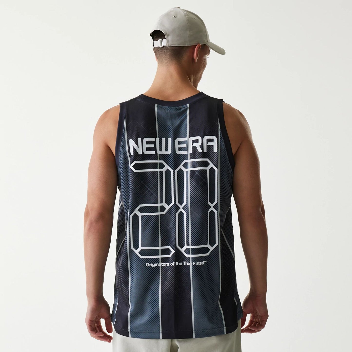 The Male model is wearing New Era City Sport Black Tank Top 2