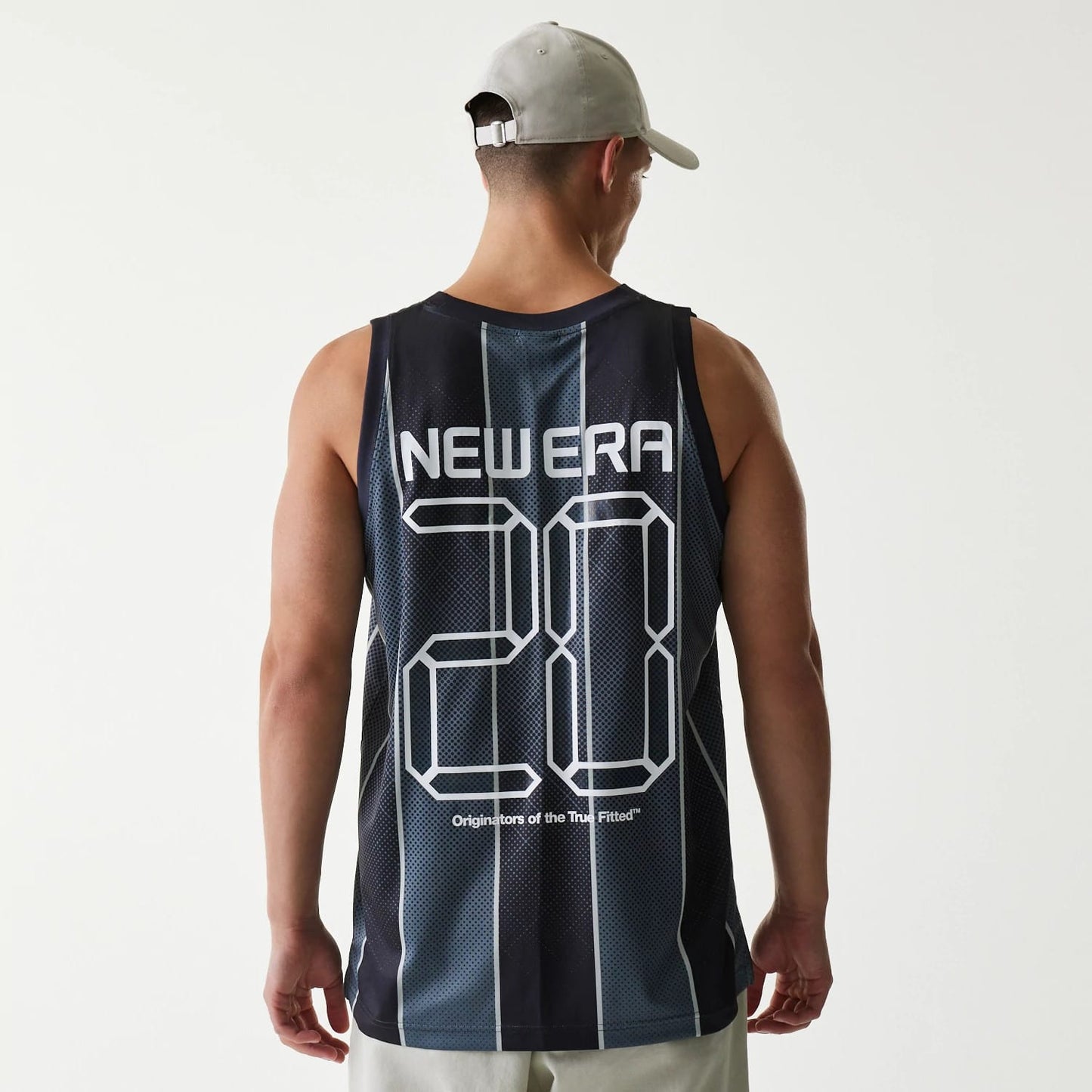 The Male model is wearing New Era City Sport Black Tank Top 2