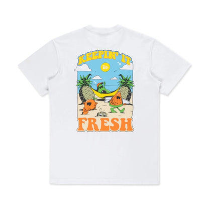 The Male model is wearing New Era Fruit Keepin' It Fresh White T-Shirt 2