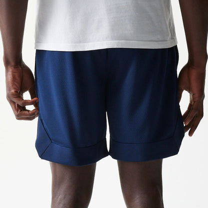 The Male model is wearing New York Yankees Tonal Pack Blue Shorts 7