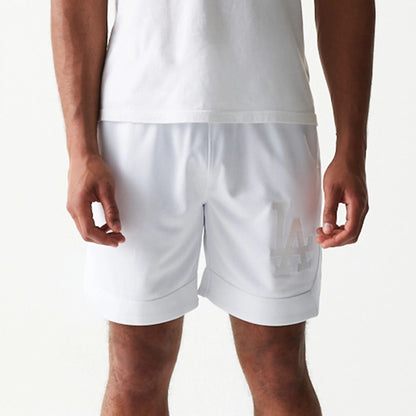 The Male model is wearing LA Dodgers Tonal Pack White Shorts 3
