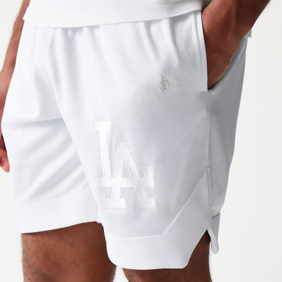 The Male model is wearing LA Dodgers Tonal Pack White Shorts 5