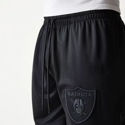 The Male model is wearing Las Vegas Raiders Tonal Pack Black Shorts 5