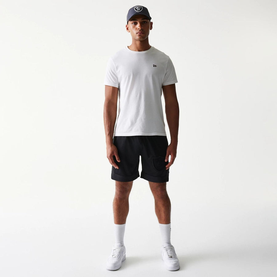 The Male model is wearing Las Vegas Raiders Tonal Pack Black Shorts 8