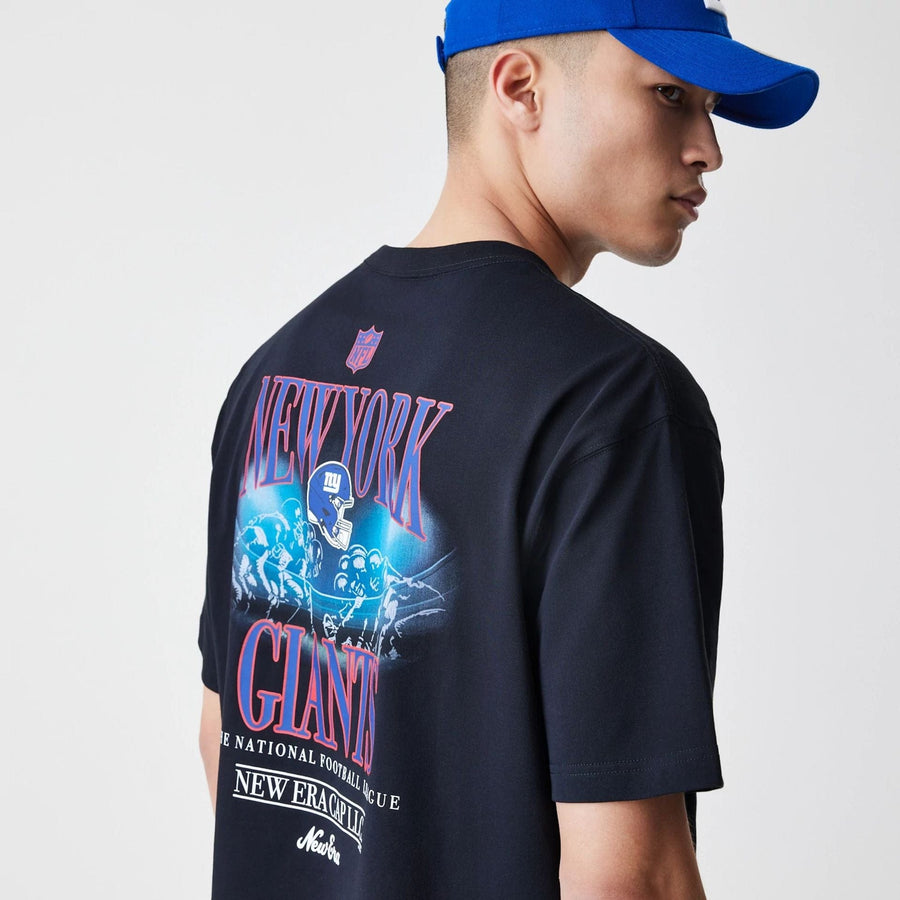 The Male model is wearing New York Giants NFL Black Oversized T-Shirt 5