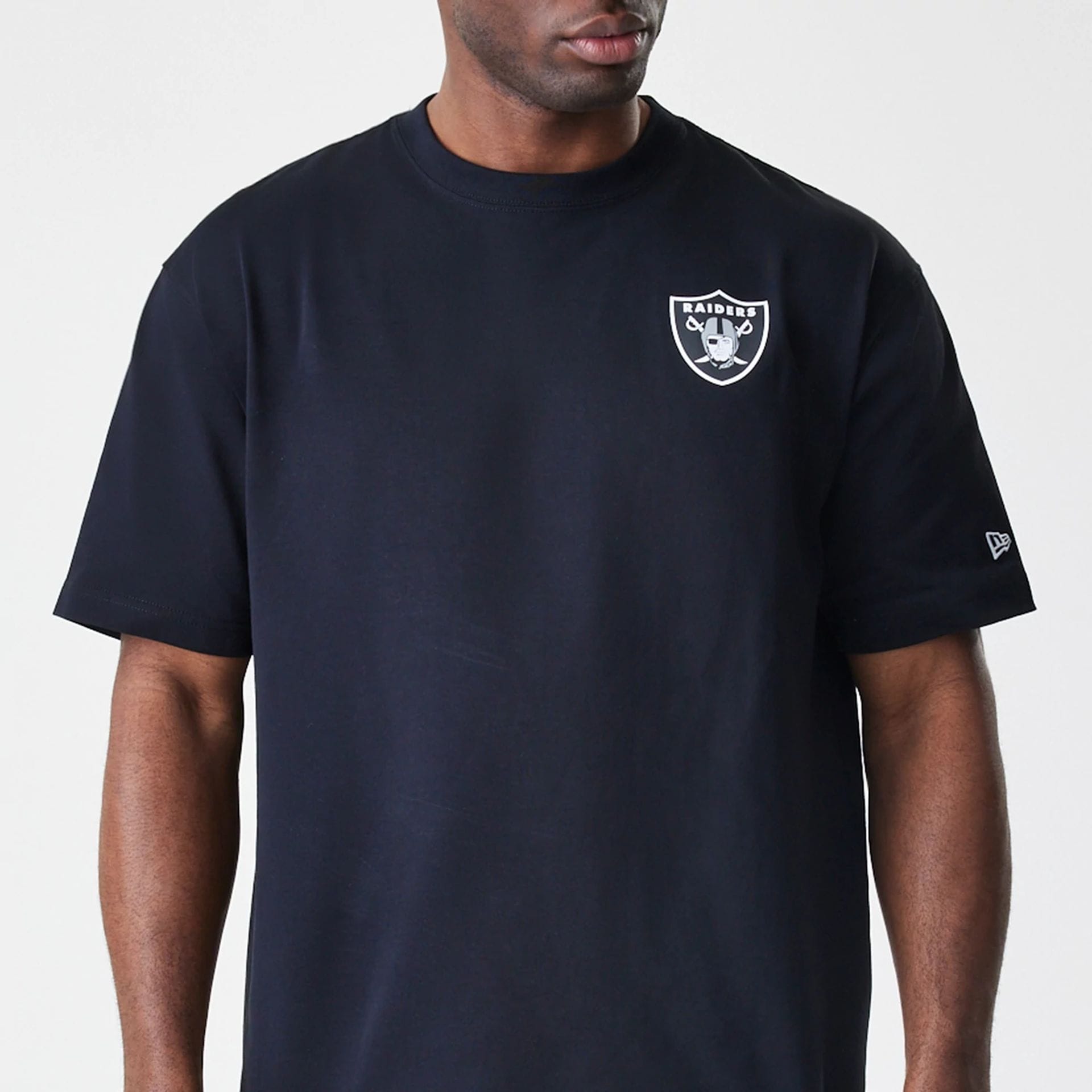 The Male model is wearing Las Vegas Raiders NFL Black Oversized T-Shirt 3