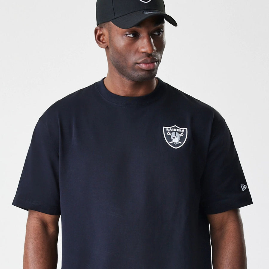 The Male model is wearing Las Vegas Raiders NFL Black Oversized T-Shirt 5