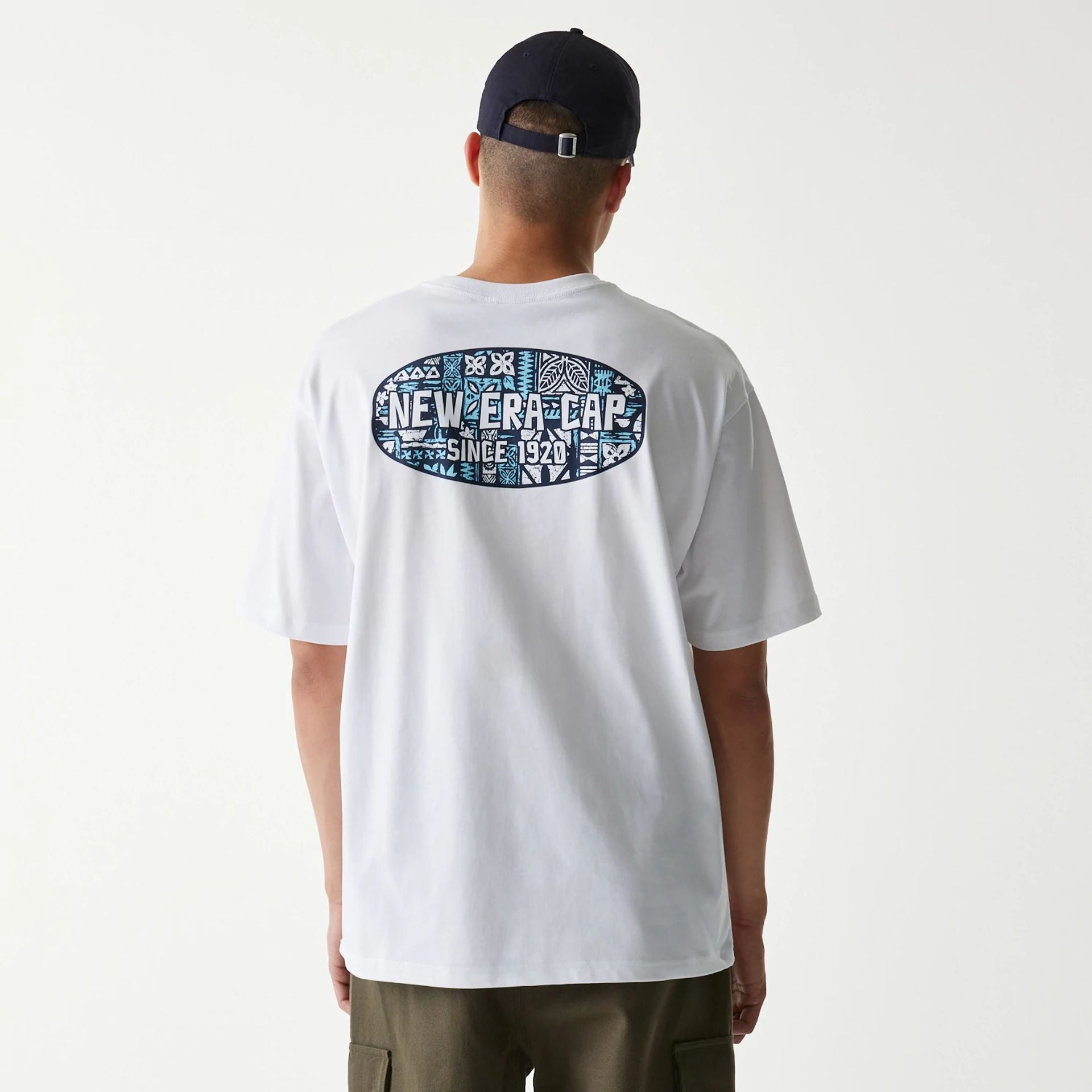 The Male model is wearing New Era Marine Life Club White Oversized T-Shirt 2