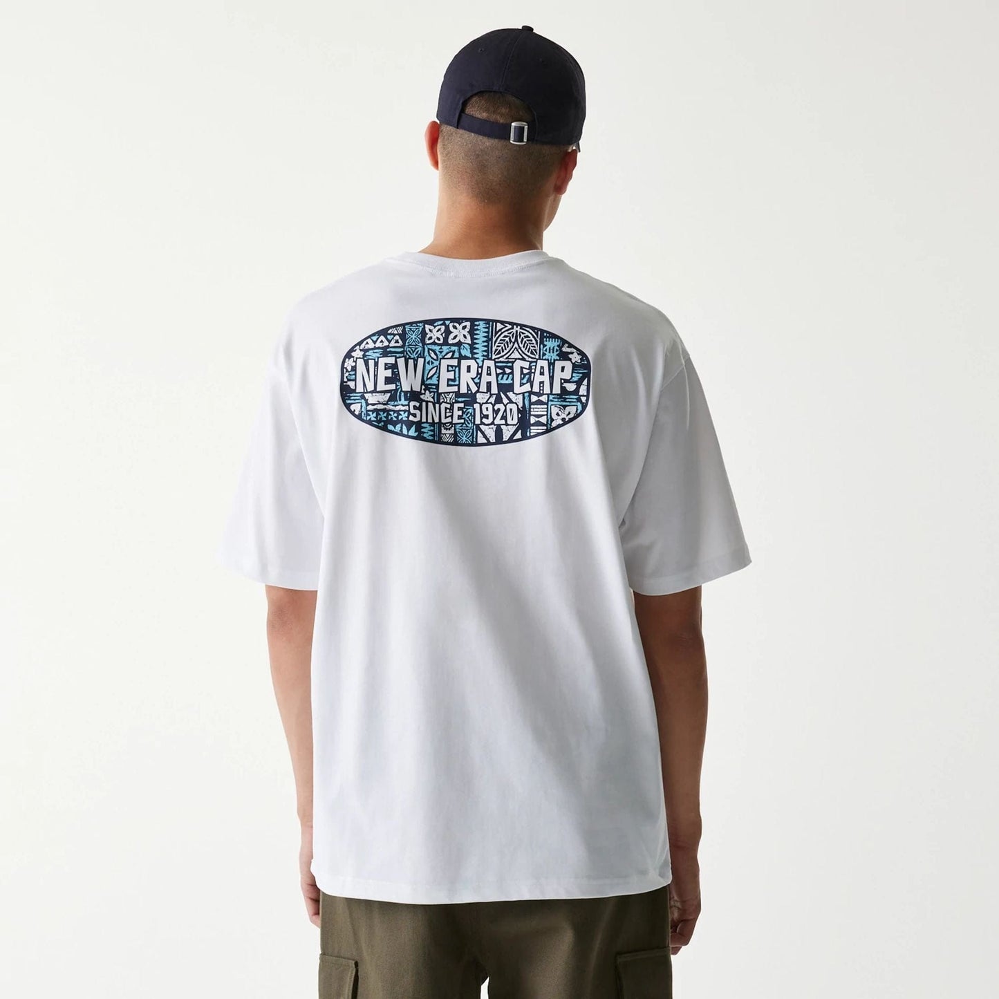 The Male model is wearing New Era Marine Life Club White Oversized T-Shirt 2