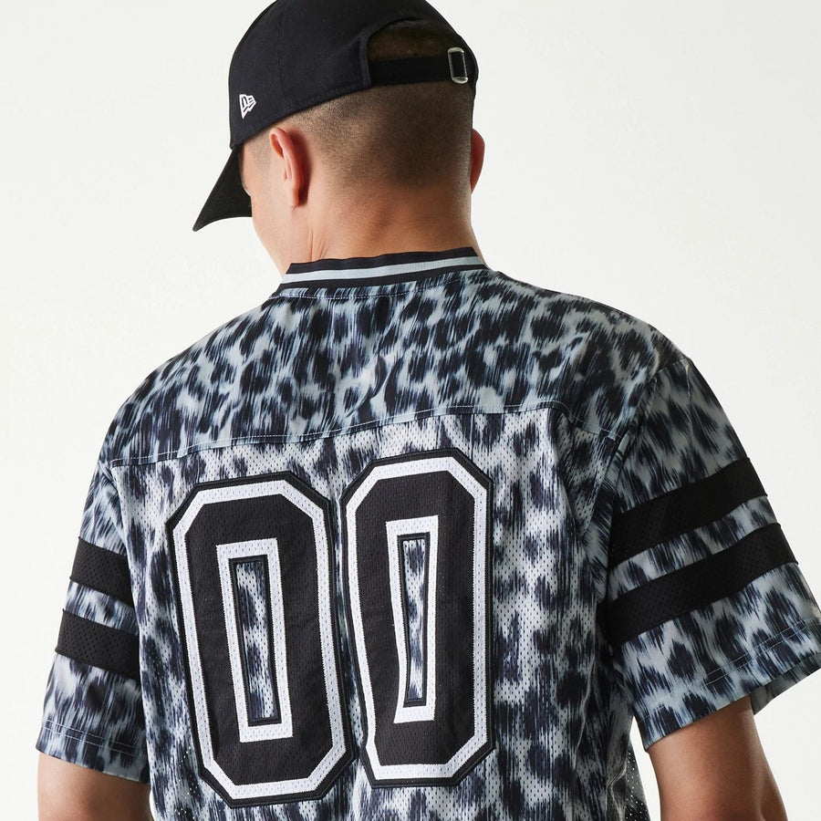 The Male model is wearing New Era Retro Sports Grey Mesh Jersey 4