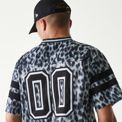 The Male model is wearing New Era Retro Sports Grey Mesh Jersey 4