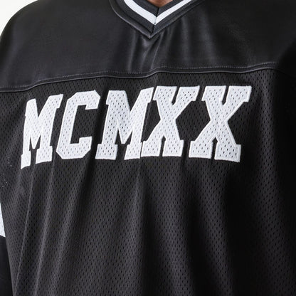 The Male model is wearing New Era Retro Sports Black Mesh Jersey 5