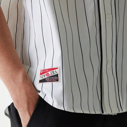 The Male model is wearing New Era Retro Baseball White Short Sleeve Shirt 5