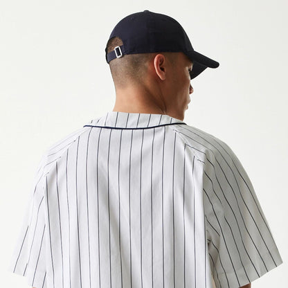 The Male model is wearing New Era Retro Baseball White Short Sleeve Shirt 7