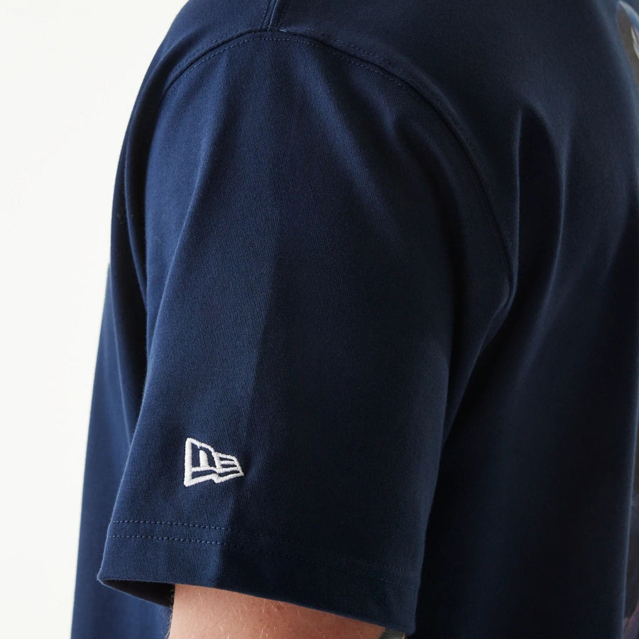 The Male model is wearing New York Yankees MLB Uncle Sam Navy T-Shirt 6