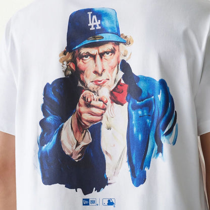 The Male model is wearing LA Dodgers MLB Uncle Sam White T-Shirt 4