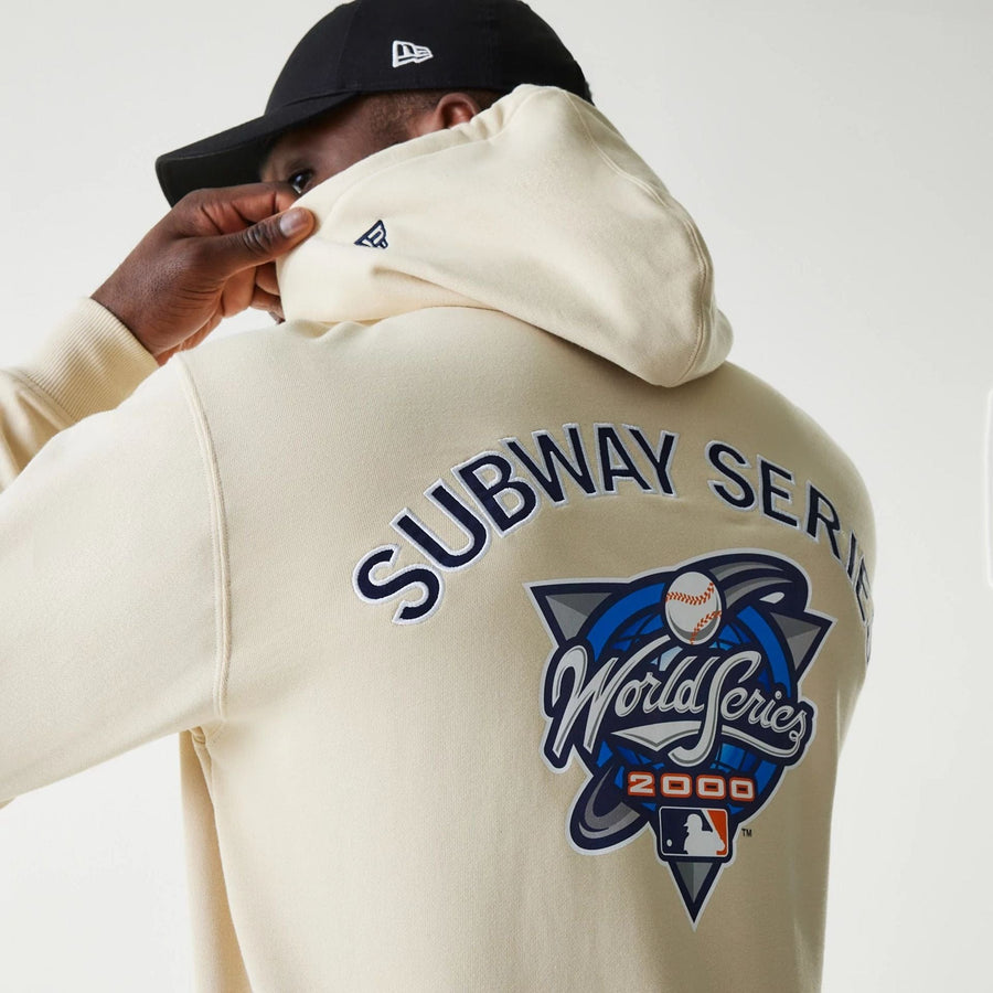 The Male model is wearing MLB Subway Series Beige Zip Front Hoodie 4