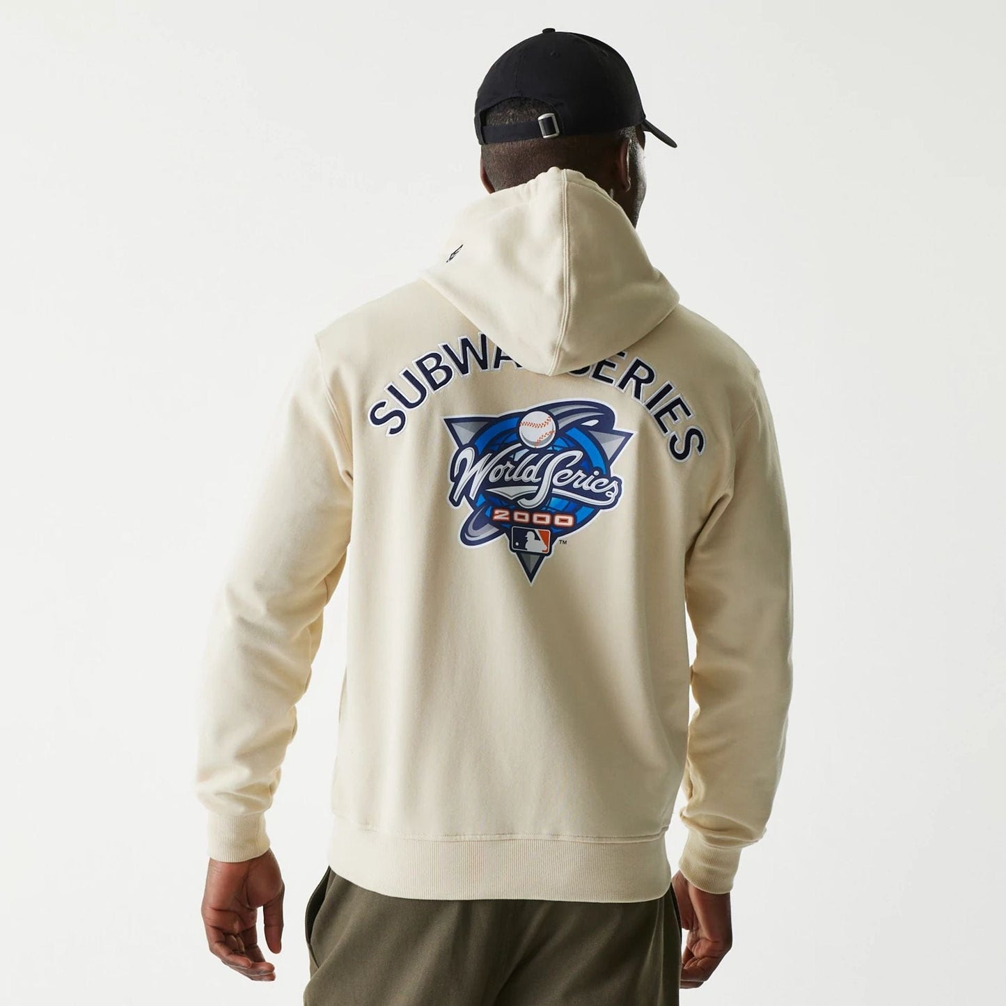 The Male model is wearing MLB Subway Series Beige Zip Front Hoodie 2