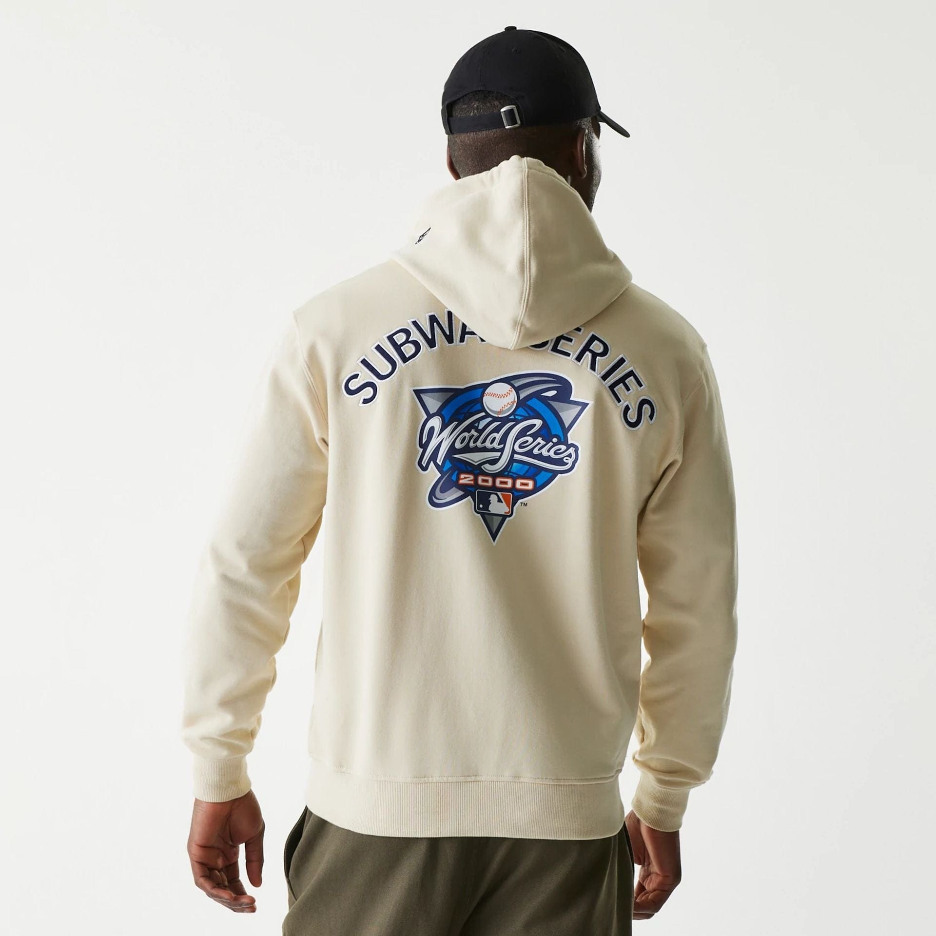 The Male model is wearing MLB Subway Series Beige Zip Front Hoodie 2