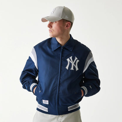 The Male model is wearing New York Yankees MLB Retro Stadium Navy Jacket 1