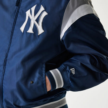 The Male model is wearing New York Yankees MLB Retro Stadium Navy Jacket 4