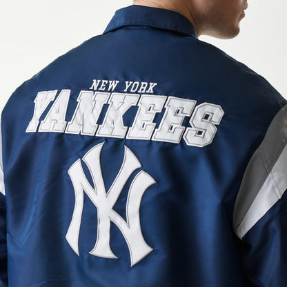 The Male model is wearing New York Yankees MLB Retro Stadium Navy Jacket 6