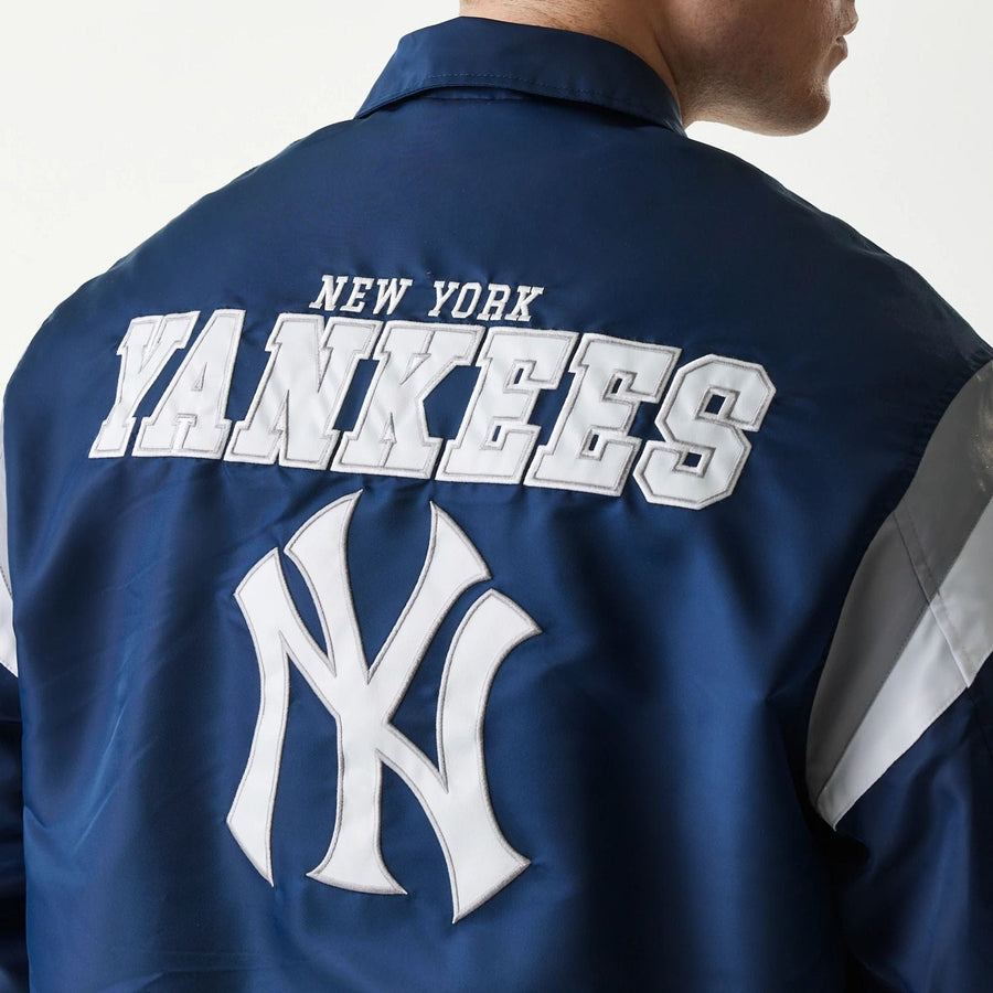 The Male model is wearing New York Yankees MLB Retro Stadium Navy Jacket 6
