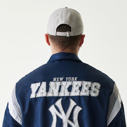 The Male model is wearing New York Yankees MLB Retro Stadium Navy Jacket 7
